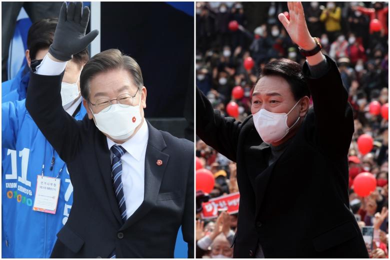 Front runners in last push to win over swing voters in South Korea's presidential election